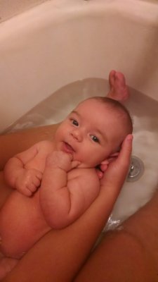 New month new bath! (But seriously we bathe him more than once a month.)