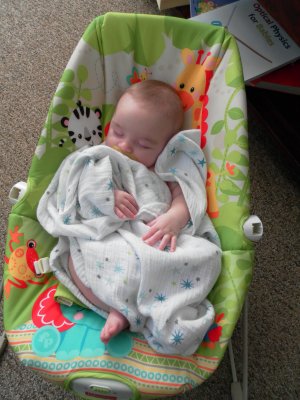 Jack has mastered the art of sleeping sans swaddle