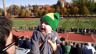 Jack's first football game - Go Carleton! Beat the Oles!