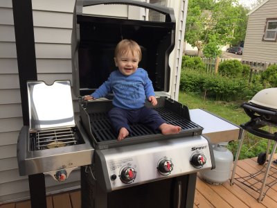 New house, new grill.  Jack makes sure it's big enough