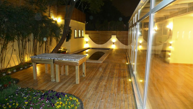 Deck and Pool at Night