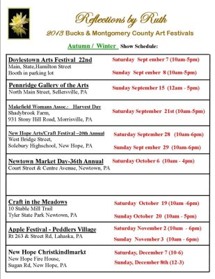 2013 Fall / Winter Art Festival schedule