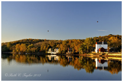 Hot Air Balloons over New Hope in Autumn