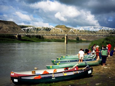 Canoes in a row