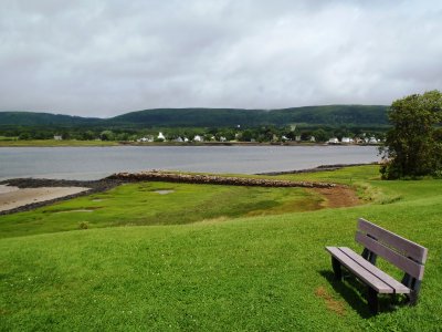 Bench on lawn