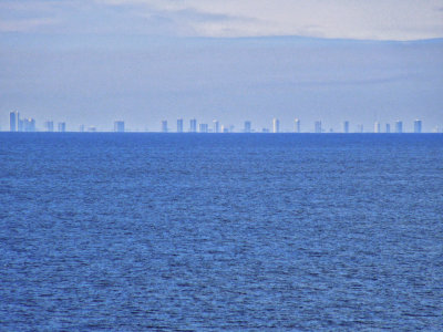 Miami skyline from 15 miles out at sea