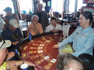Dave (center) in the blackjack tournament