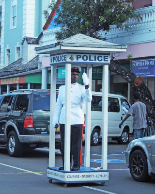 Royal Bahamian Policeman directing traffic