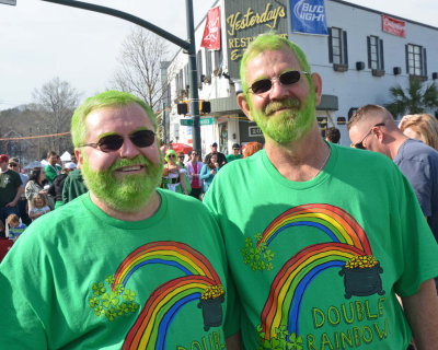 Matching hair, beards, glasses and shirts