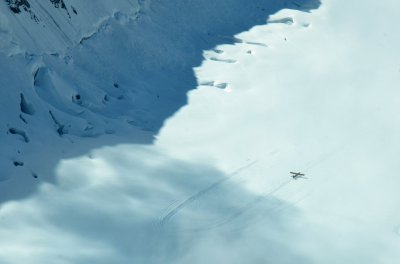 Landing on the Glacier - climbers start here