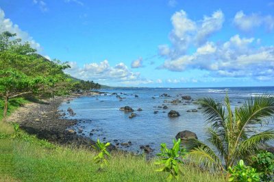 Evidence of Samoa's volcanic past - black sand beaches and lava rocks