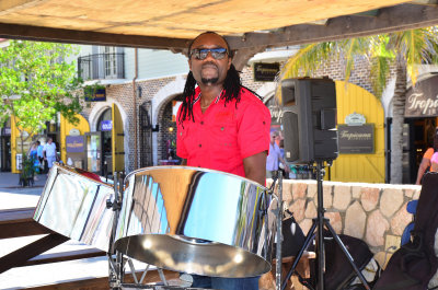 Steel Drums echo throughout the shopping village