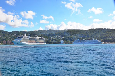 Celebrity and Crystal ships docked in Ocho Rios