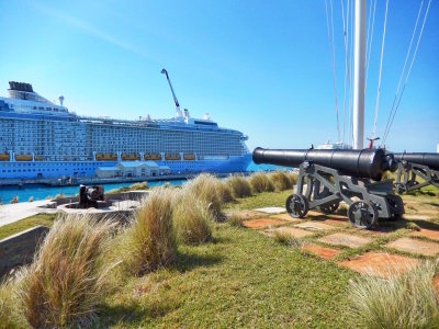 Cannons aimed at the Anthem of the Seas