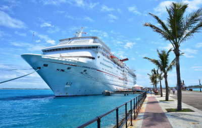 Our humble 25-yr-old Ecstasy of the Seas at King's Wharf, Bermuda