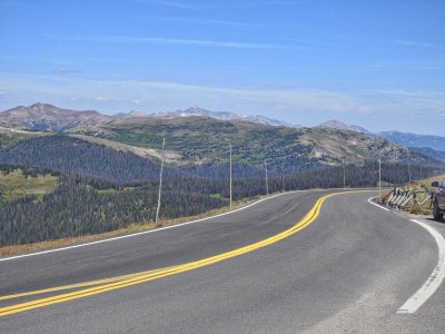 Snow Poles mark the edge of the road and drop-off