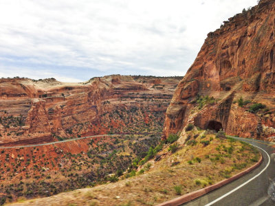 Go through the tunnel to exit the Colorado National Monument