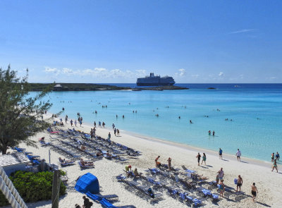 A mile of beach with beautiful, clear blue water and white sand
