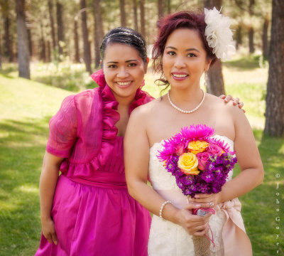 my high school friend, my Bridesmaid Emma who created all the beautiful and colorful flowers