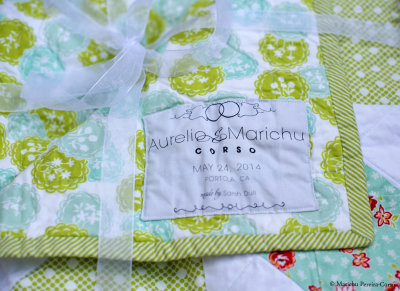Queen size quilt handmade and personalized by cousin Sarah