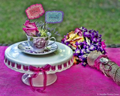 Teacup flowers and my bouquet