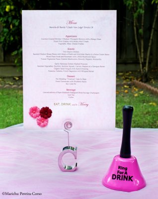 Wedding Reception Menu List and the pink bell.