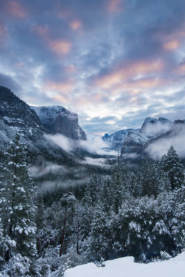 Spring snowfall in Yosemite Valley