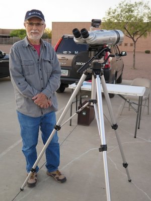 Bill Dellinges with his 20x100 Miyauchi binoculars