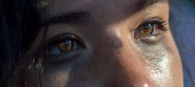 When her eyes caught the light.