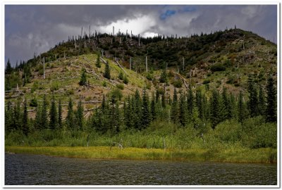 Meta Lake from the shoreline, Mount St. Helens