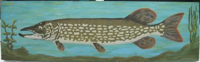 Chain Pickerel - primitive painting on board