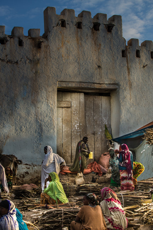 Market outside walls of ancient city of Harar