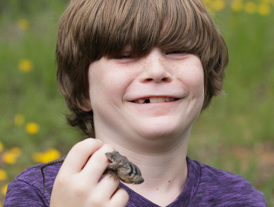 Tyler and a mean Collared Lizard