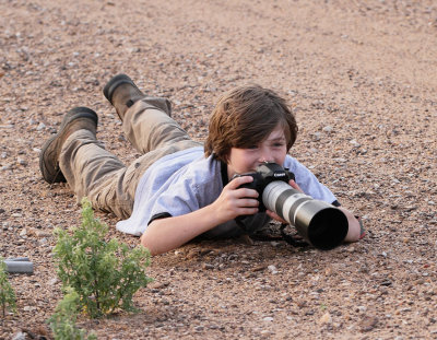 Tyler photographing Prairie Rattlesnake