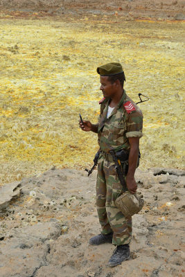 Danakil Depression, Dallol, one military of our escort