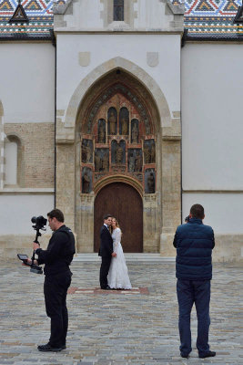 Zagreb, wedding photo session at St Mark's Church