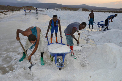 Lake Afdera salt collection