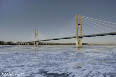Highway 24 Bridge Across a Frozen Mississippi