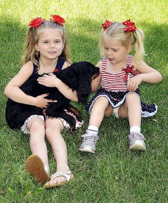 PRESLEY AND TEAGAN WITH OZZIE THE DOG