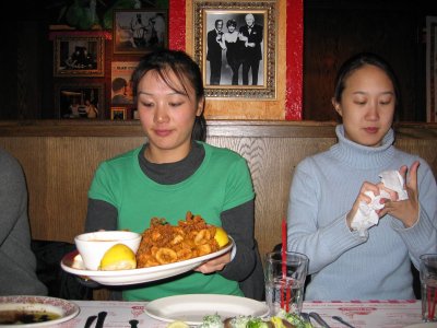 Finally, REAL food! Jill's fingers weren't salty enough.