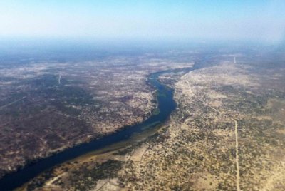 Flying over the Thamalakane River in Botswana
