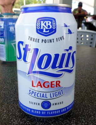 St Louis Beer to go with New Orleans Pizza in Botswana