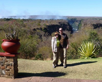 View of Mist from Victoria Falls & Victoria Falls Bridge from Hotel Terrace