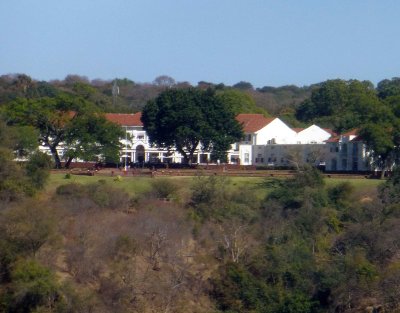 View of Victoria Falls Hotel from the Victoria Falls Bridge