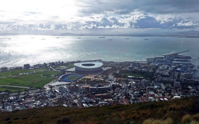 Cape Town Town Stadium & Atlantic Ocean from Signal Hill