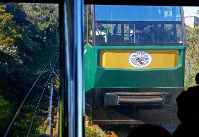 Downhill Tram passing on the Right