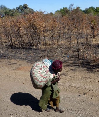 Zambian Woman with Heavy Load