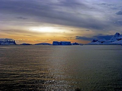 Sailing into the Sunset in Antarctica