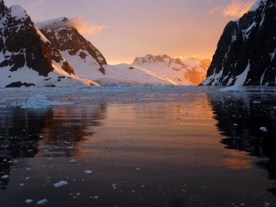 Sun Setting Beyond the Lemaire Channel