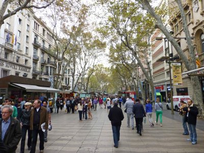 Strolling on Las Ramblas in Barcelona